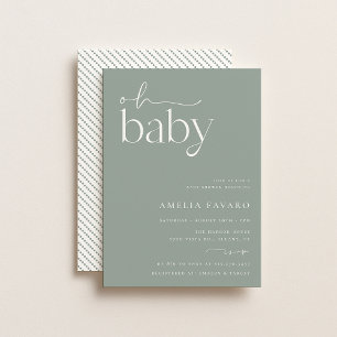 Minimalistisch Sage Green Baby Dusche Einladung