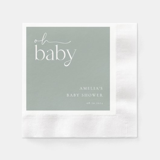 Minimalistisch Sage Green Baby Dusche Serviette (Vorderseite)