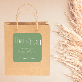 Minimalistisch Sage Green Baby Dusche Vielen Dank Quadratischer Aufkleber
