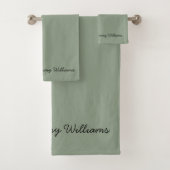 Minimalistisch Sage Green Beruflich Simple Badhandtuch Set (Insitu)