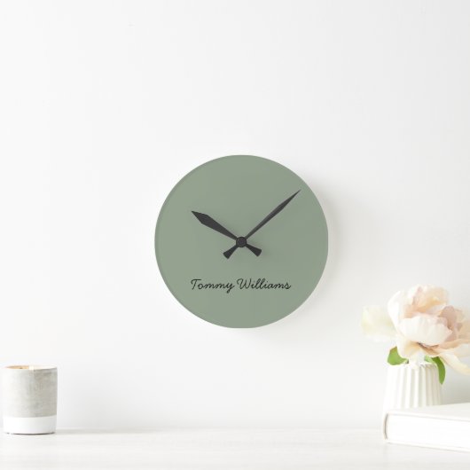 Minimalistisch Sage Green Beruflich Simple Runde Wanduhr (Zuhause)