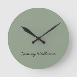 Minimalistisch Sage Green Beruflich Simple Runde Wanduhr
