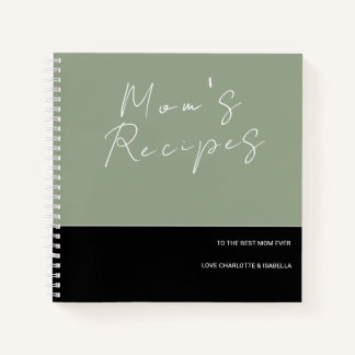 MINIMALISTISCH SAGE GREEN BLACK MAMA RECIPE COOK B NOTIZBLOCK