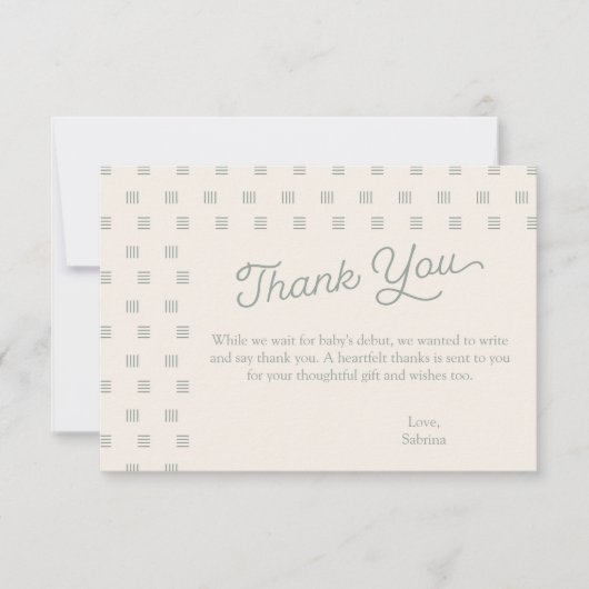 Minimalistisch Sage Green Boho Dankeskarte (Vorderseite)