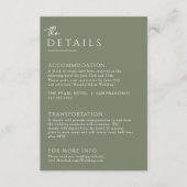 Minimalistisch Sage Green Boho Einzigartige Hochze Begleitkarte (Vorderseite)