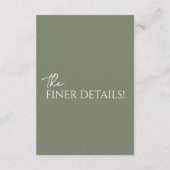 Minimalistisch Sage Green Boho Einzigartige Hochze Begleitkarte (Rückseite)