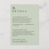 Minimalistisch Sage Green Boho Trendy Wedding Deta Begleitkarte (Vorderseite)