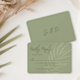 Minimalistisch Sage Green Boho Wedding RSVP Karte