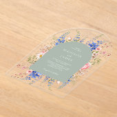 Minimalistisch Sage Green Boho Wildblume Wedding Acryleinladungen (Ablage )