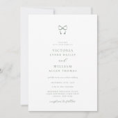 Minimalistisch Sage Green Bow Wedding Einladung (Vorderseite)