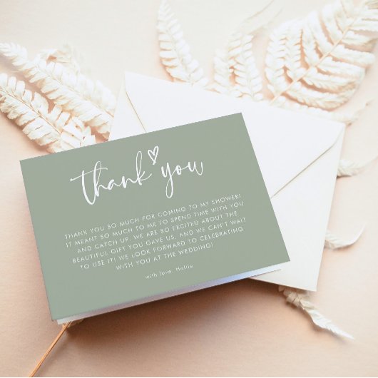 Minimalistisch Sage Green Brautparty Danke Karte