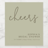 Minimalistisch Sage Green Brautparty Weinetikett (Einzelnes Label)