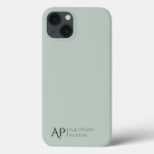 Minimalistisch-Sage-Green-Custom-Monogramm Case-Mate iPhone Hülle (Rückseite)