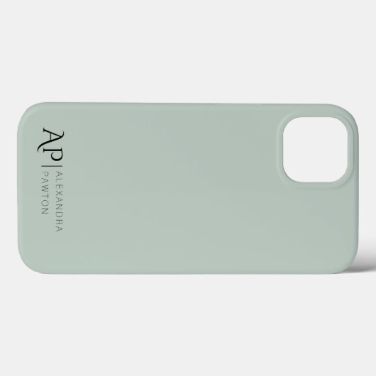 Minimalistisch-Sage-Green-Custom-Monogramm Case-Mate iPhone Hülle (Rückseite (Horizontal))