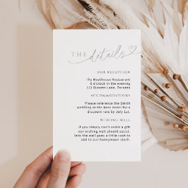 Minimalistisch Sage Green Detail Card mit Herz Begleitkarte