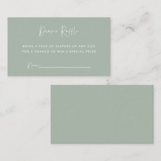 Minimalistisch-Sage-Green-Diaper-Raffekarte Begleitkarte (Vorne/Hinten)