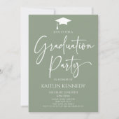 Minimalistisch Sage Green Elegant Graduation Party Einladung (Vorderseite)