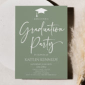 Minimalistisch Sage Green Elegant Graduation Party Einladung