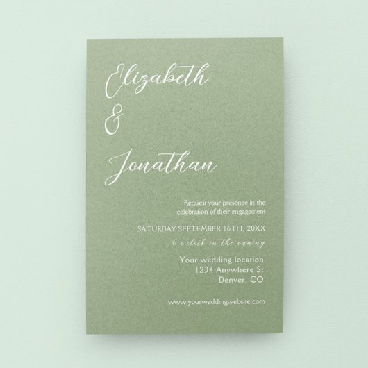 Minimalistisch Sage Green Engagement Party Einladung