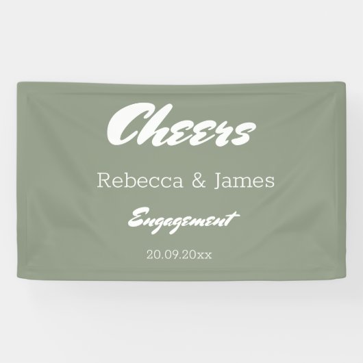 Minimalistisch Sage Green Engagement Party jubelt Banner (Horizontal)