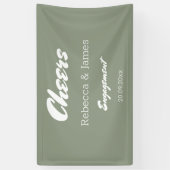 Minimalistisch Sage Green Engagement Party jubelt Banner (Vertikal)