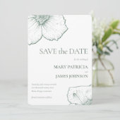 Minimalistisch Sage Green Floral Moderne Hochzeit Save The Date (Stehend Vorderseite)