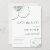 Minimalistisch Sage Green Floral Moderne Hochzeit Save The Date (Vorderseite)