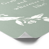 Minimalistisch Sage Green Floral Open Seeteszeiche Poster (Ecke)