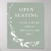 Minimalistisch Sage Green Floral Open Seeteszeiche Poster (Vorne)