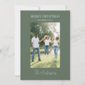 Minimalistisch Sage Green Foto Frohe Weihnachten (Vorderseite)