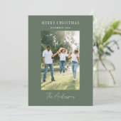 Minimalistisch Sage Green Foto Frohe Weihnachten (Stehend Vorderseite)
