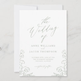 Minimalistisch Sage Green Greenery Boho Floral Wed Einladung