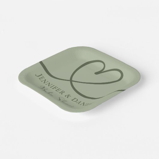 Minimalistisch Sage Green Handwriting Elegance Oh  Pappteller (Gewinkelt)