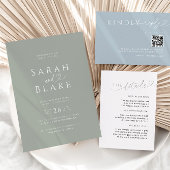 Minimalistisch Sage Green Heart Wedding Einladung
