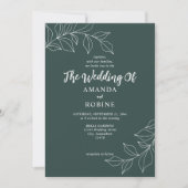 Minimalistisch Sage Green Leaf Hochzeitseinladung Einladung (Vorderseite)