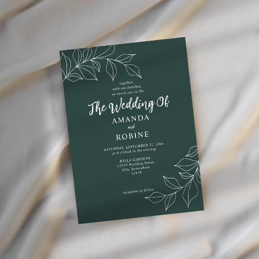 Minimalistisch Sage Green Leaf Hochzeitseinladung Einladung