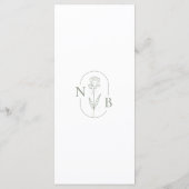 Minimalistisch Sage Green Modern Boho Wedding Mono Menükarte (Rückseite)
