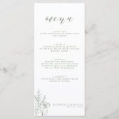 Minimalistisch Sage Green Modern Boho Wedding Mono Menükarte (Vorderseite)