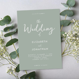 Minimalistisch Sage Green Modern Calligraphy Weddi Einladung