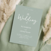 Minimalistisch Sage Green Modern Calligraphy Weddi Einladung