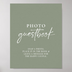Minimalistisch Sage Green Modern Foto Gästebuchunt Poster
