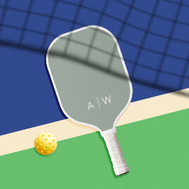 Minimalistisch Sage Green Modern Monogram Pickleball Schläger