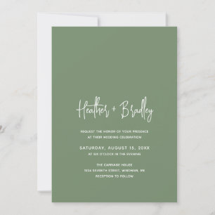 Minimalistisch Sage Green Modern Wedding Einladung