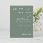 Minimalistisch Sage Green Modern Wedding Einladung (Stehend Vorderseite)