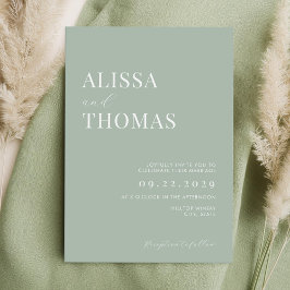Minimalistisch Sage Green Modern Wedding Einladung