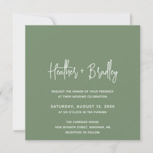 Minimalistisch Sage Green Modern Wedding Einladung