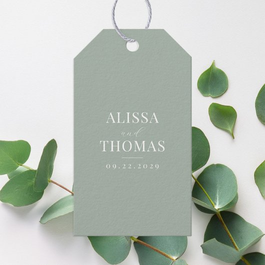 Minimalistisch Sage Green Modern Wedding Geschenkanhänger