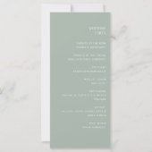 Minimalistisch Sage Green Modern Wedding Program (Rückseite)