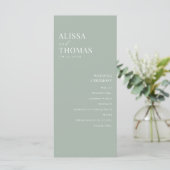 Minimalistisch Sage Green Modern Wedding Program (Stehend Vorderseite)