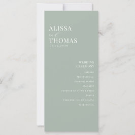 Minimalistisch Sage Green Modern Wedding Program
